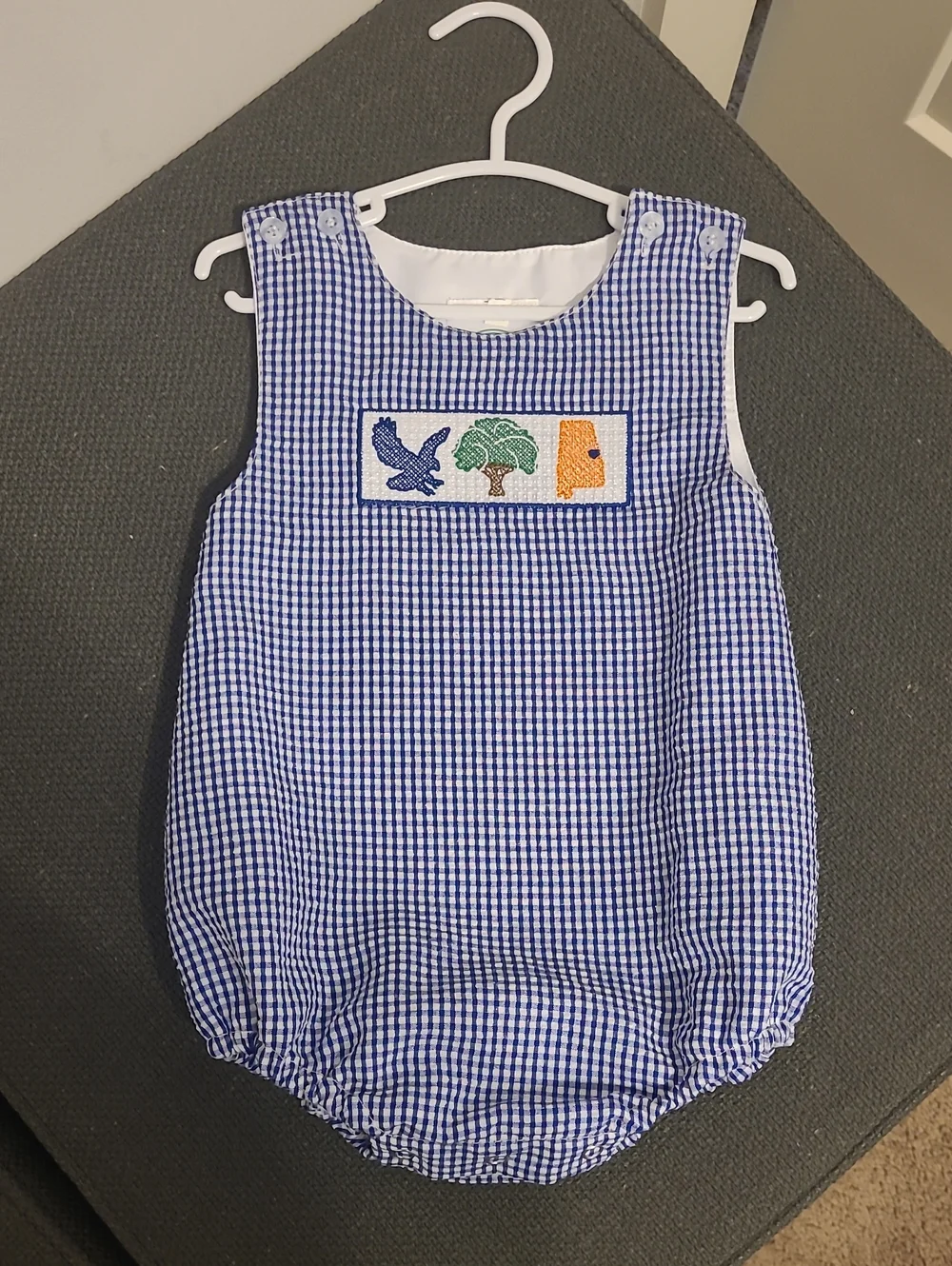 Goin' Nutz Personalized Baby Outfit - Blue & White Gingham